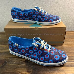 Keds Kate Spade New York Peacock Blue Majorelle Floral Shoes Women’s Sz 7.5 NIB